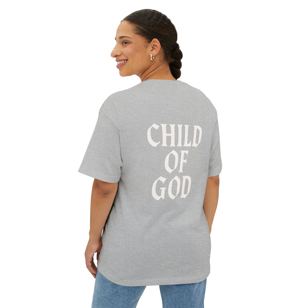 Child of God Oversized Tee — Minimal Front Logo, Bold Back Scripture T-Shirt