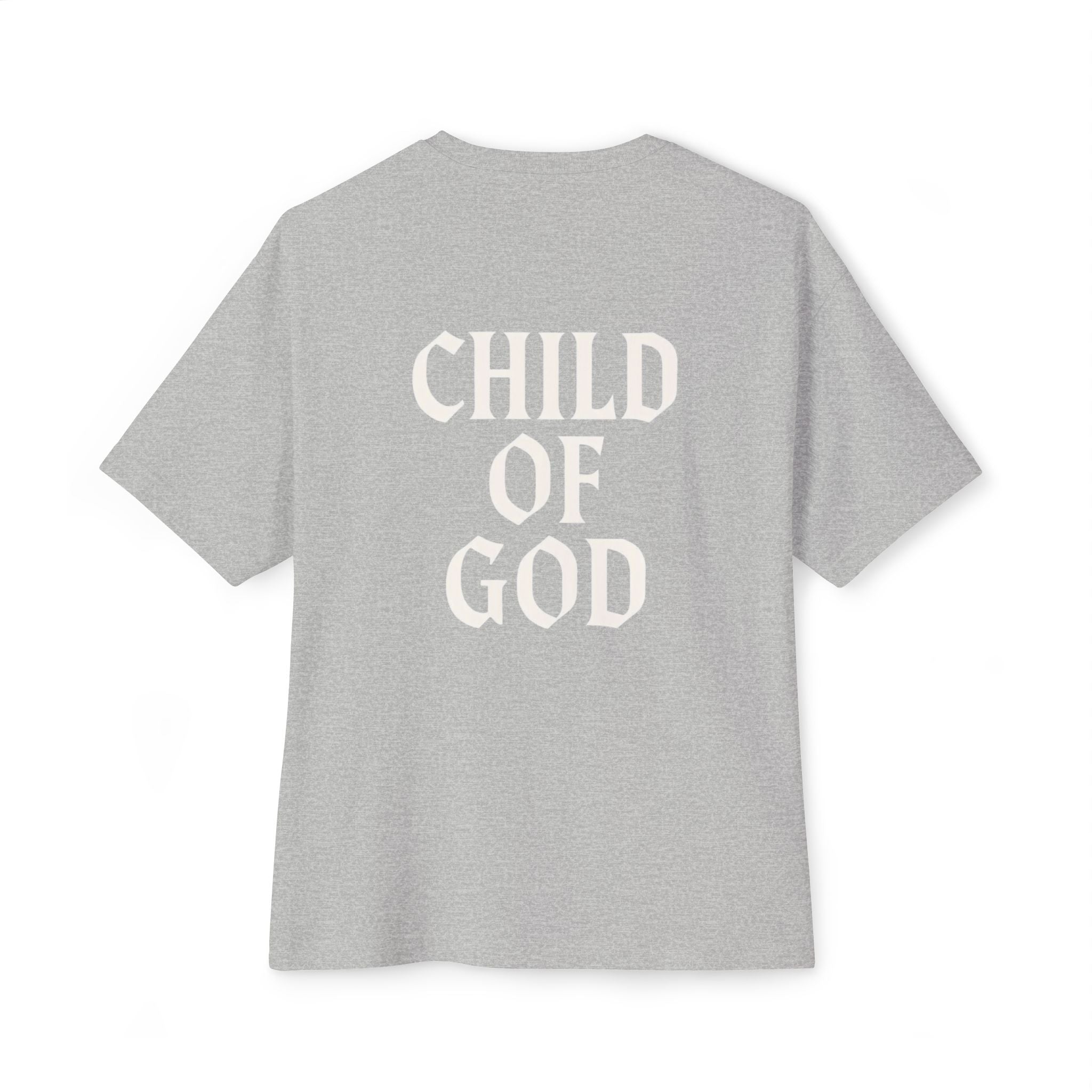 Child of God Oversized Tee — Minimal Front Logo, Bold Back Scripture T-Shirt