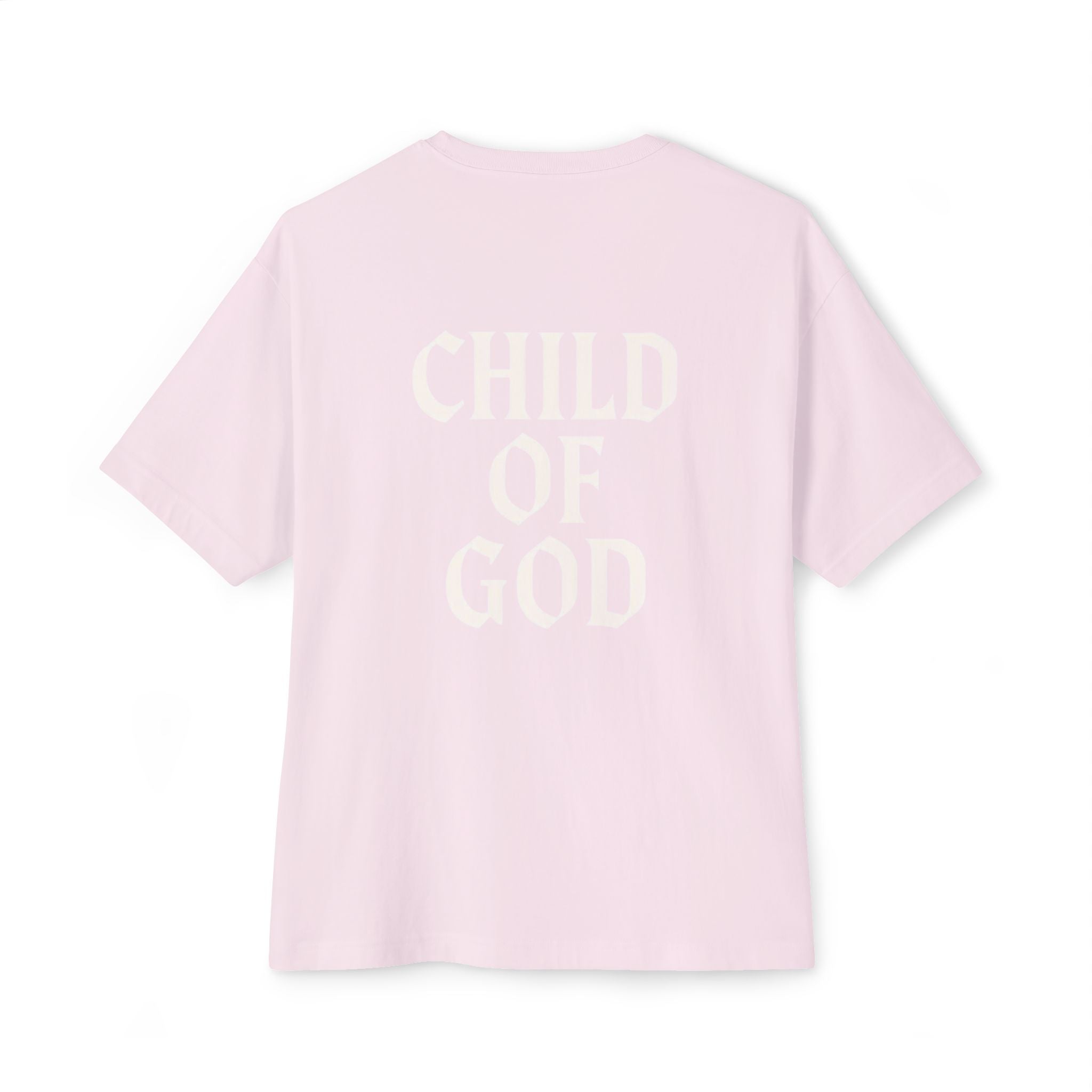 Child of God Oversized Tee — Minimal Front Logo, Bold Back Scripture T-Shirt